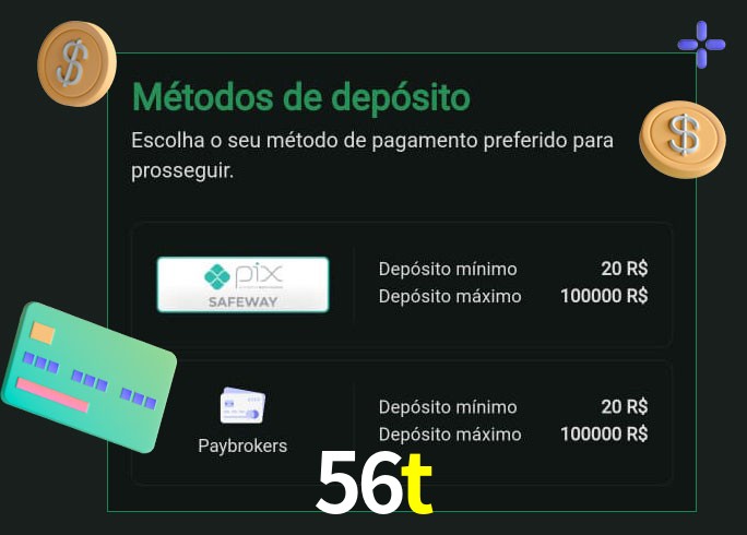 O cassino 56t oferece uma grande variedade de métodos de pagamento